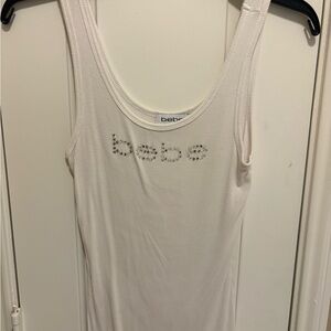 Bebe Ivory Tank with Sparkling Logo